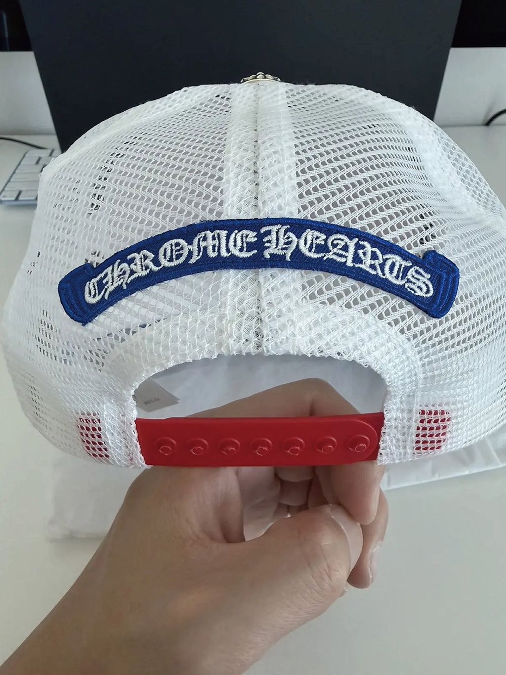 Chrome Hearts Red White Blue Trucker Hat USA 4th Of July