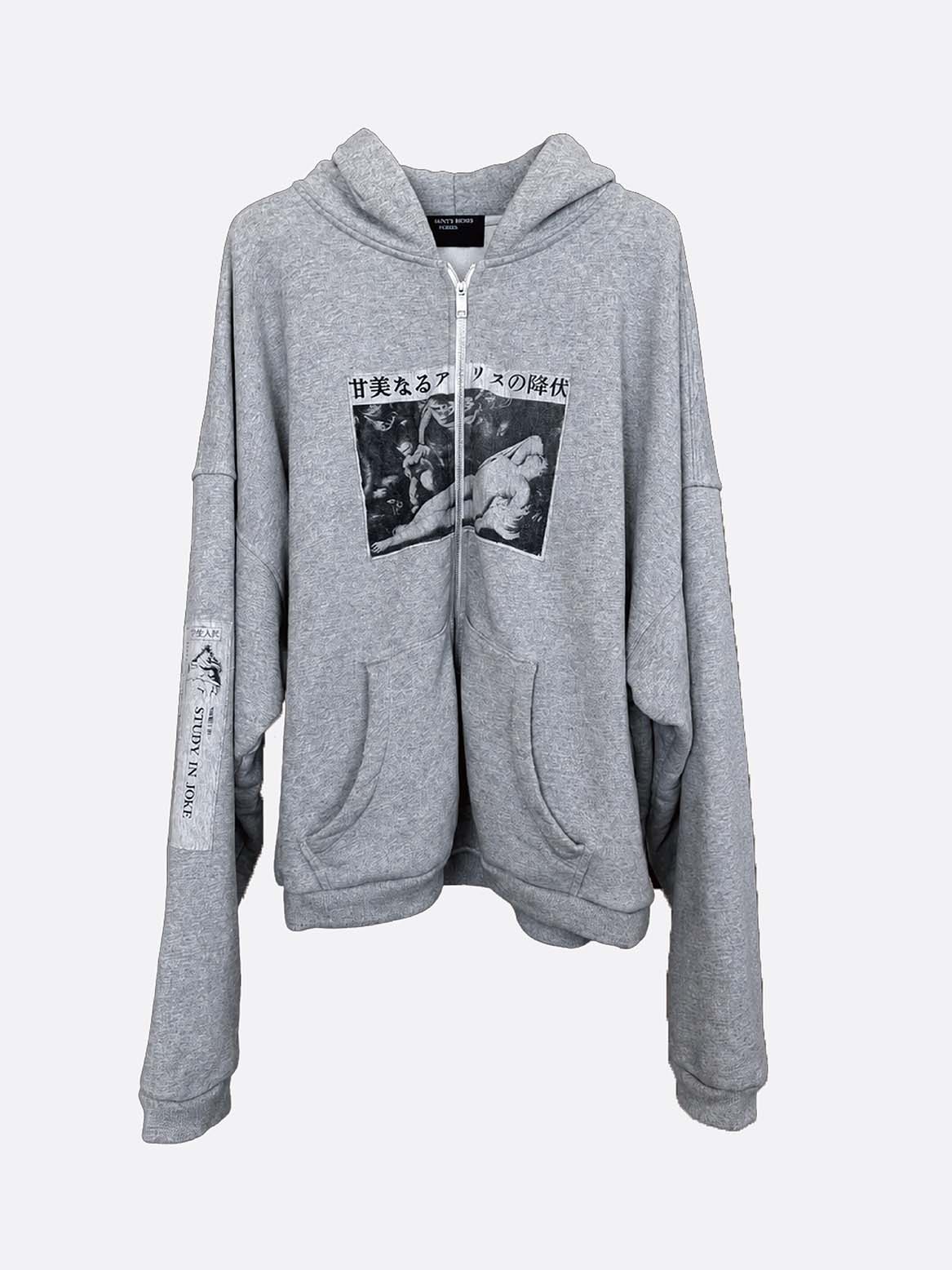 Grey Assemblage Zip Up Hoodie