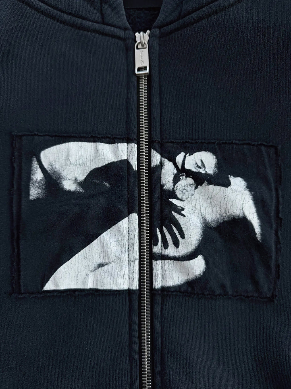 Gas Mask Patchwork Zip Up Hoodie