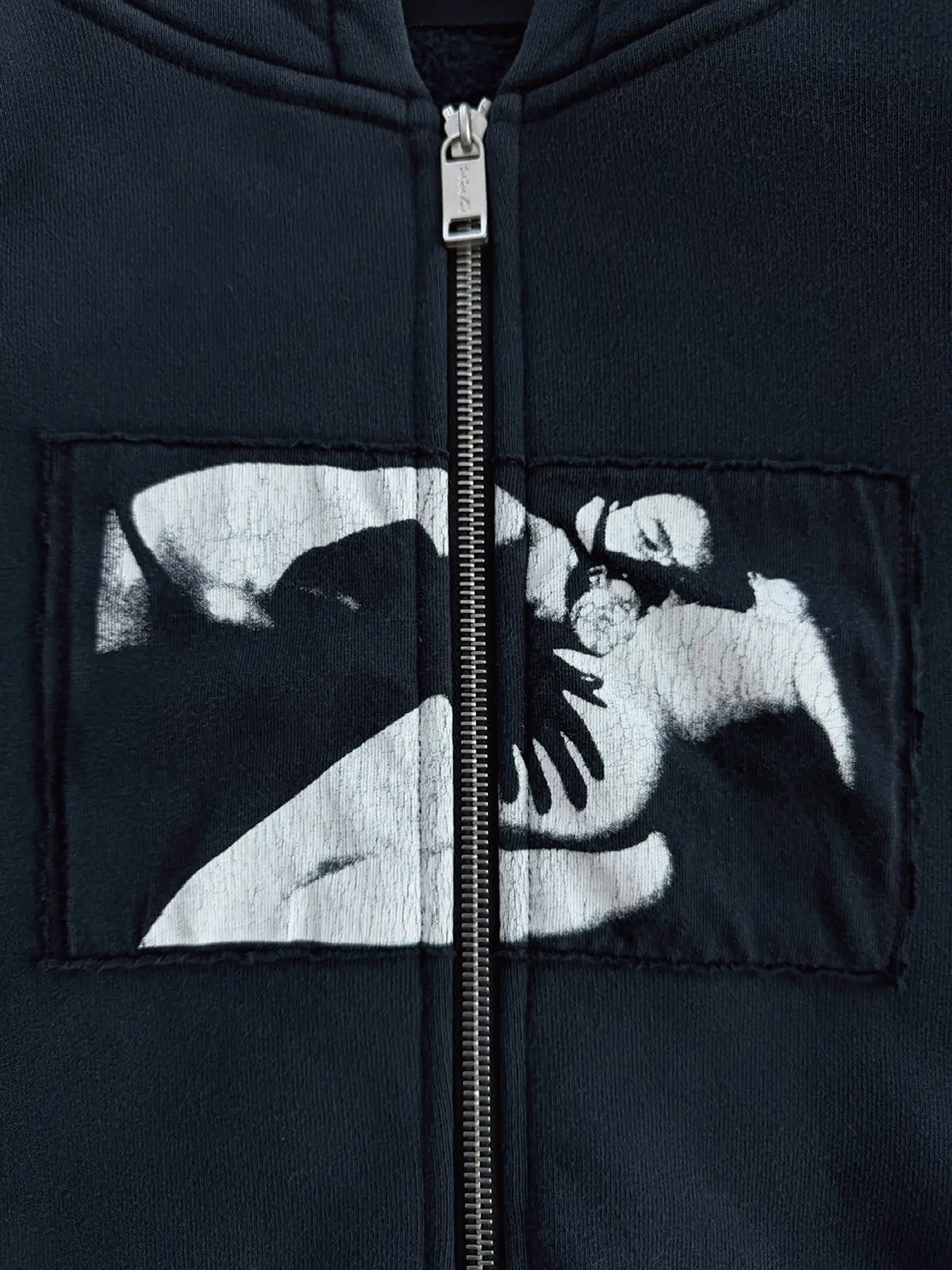 Gas Mask Patchwork Zip Up Hoodie
